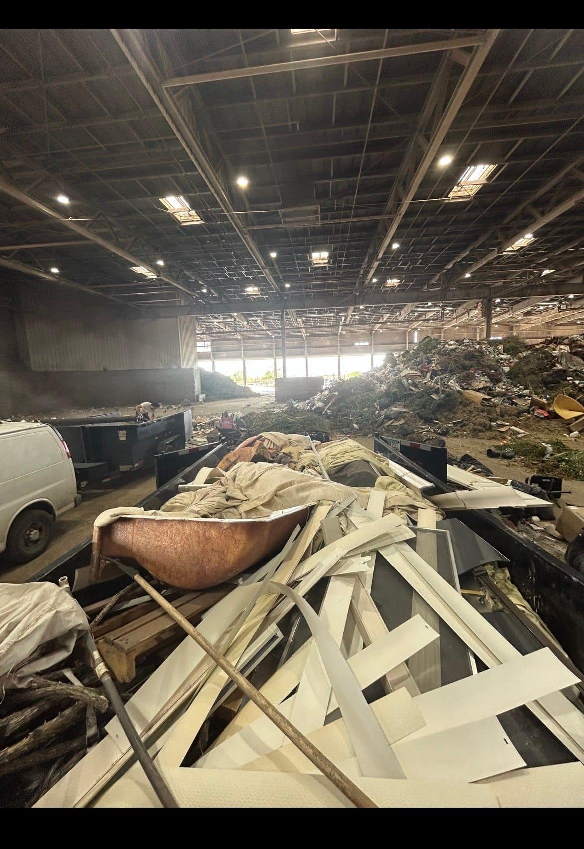 Trailer loaded with remodeling debris at the disposal facility
