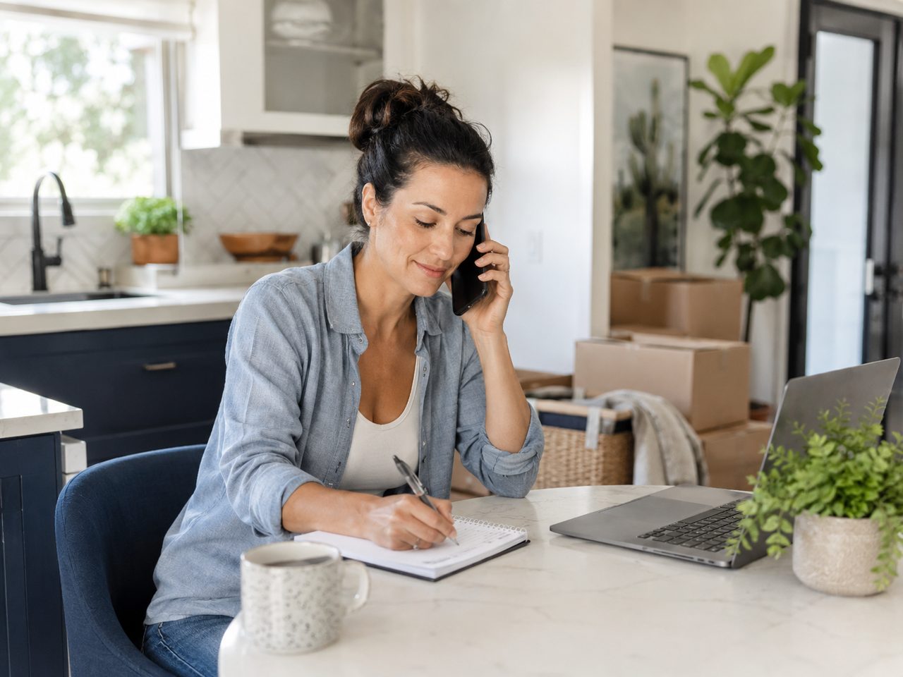 Homeowner contacting AZ Junk Pros to schedule junk removal